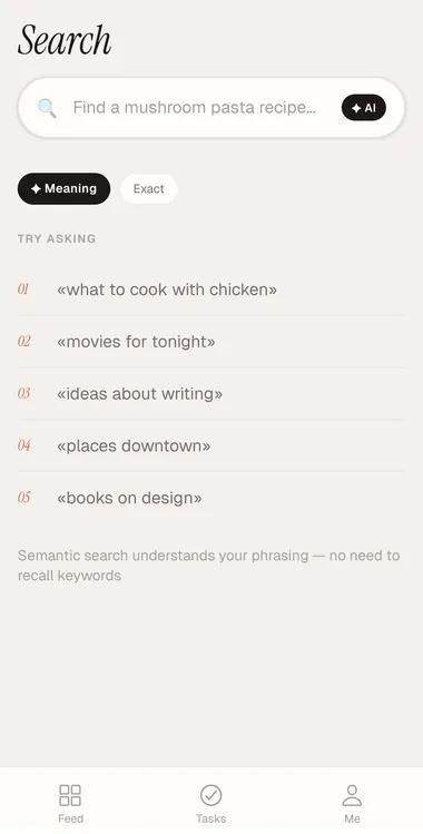 Searching screenshots in Snixt by typing a question in plain language